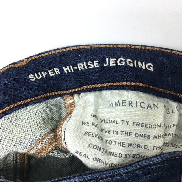 American Eagle Jeans Next Level Stretch Jeggings Super High Rise Distressed 2L - Picture 4 of 9